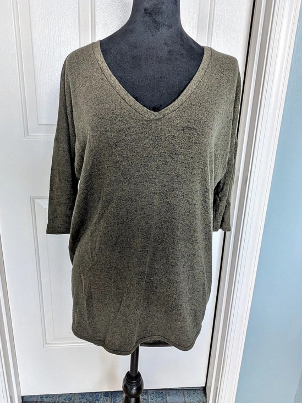 Deep V-Neck Tunic Sweater